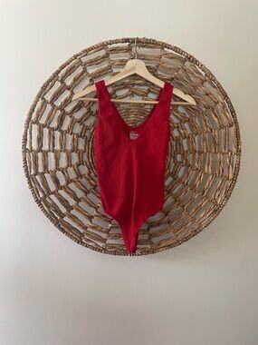 Colsie Red Ribbed Bodysuit